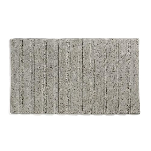 kela Badematte Megan, 100 cm x 60 cm, 100% Baumwolle, Silbergrau, rutschhemmend, waschbar bis 30° C, geeignet für Fußbodenheizung, 23586