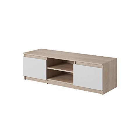 Selsey Permys - Fernsehschrank/TV-Lowboard in Matt 120cm (Sonoma Eiche/Weiß Matt, ohne LED)