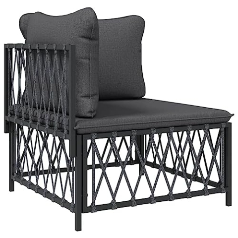 vidaXL Garten Ecksofa, Gartensofa mit Kissen Stahlrahmen, Modular Lounge Sofa für Garten Terrasse, Gartenmöbel Loungemöbel, Anthrazit Gewebe
