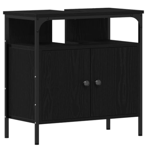 vidaXL Waschbeckenunterschrank Schwarz Eichen-Optik 60x30x60 cm