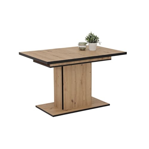 Hela Tische, Esszimmertisch Säulentisch Ariana, Holzwerkstoff melaminbeschichtet, Dekor Artisan, ausziehbar 120-160x80x76cm