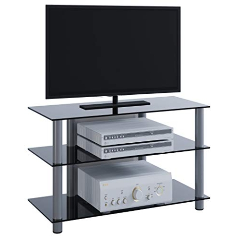 VCM TV Möbel | Lowboard | Kabelführung | Maße H. 45 x B. 59 x T. 48 cm | Fernseh Möbel - Sindas Schwarzglas