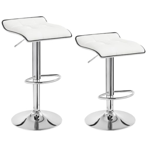 WOLTU Barhocker 2er Set, Barstuhl, Tresenhocker mit Fußstütze, Hocker höhenverstellbar, 360° drehbar, aus PU-Kunstleder Metall, für Bar Küche Wohnzimmer Tresen Café, Weiß