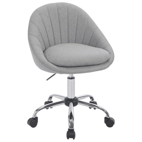 WOLTU Homeoffice Stuhl, Bürostuhl ergonomisch, Schminkstuhl drehbar, Drehstuhl mit Rollen, Schreibtischstuhl 150 kg belastbar, für Arbeitszimmer Schlafzimmer, Atmungsaktiver Stoff, Grau, BS168gr
