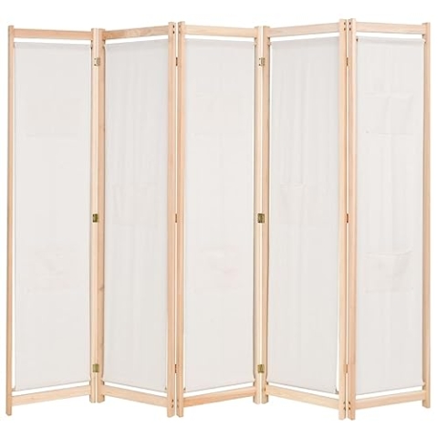 vidaXL Raumteiler 5-TLG. mit 8 Taschen Trennwand Paravent Spanische Wand