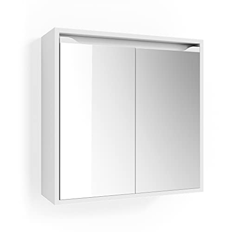Vicco Badspiegelschrank Ruben, Badezimmerspiegel, Weiß, 60 x 60 cm