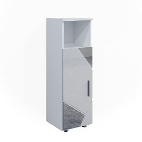 Vicco Midischrank Irma, Badmöbel, Weiß Hochglanz mit Einsätzen, 30 x 95 cm
