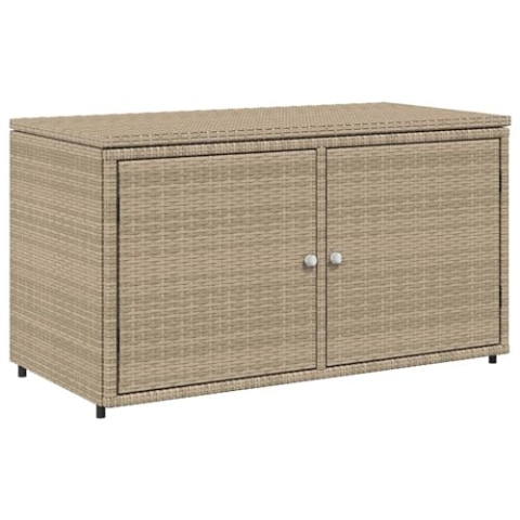 vidaXL Gartenschrank, Geräteschrank mit viel Stauraum, Beistellschrank Schrank mit Türen, Balkonschrank Terrassenschrank, Beige Poly Rattan
