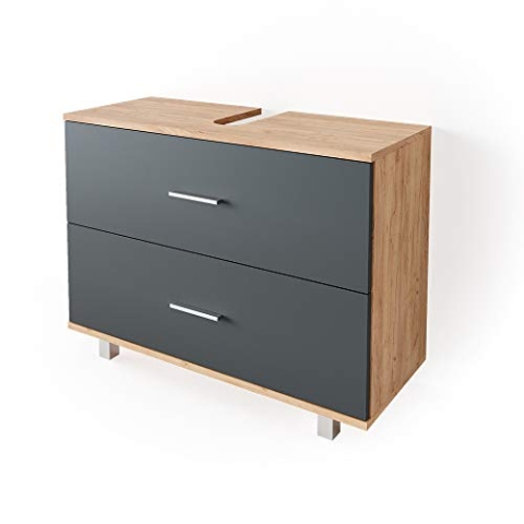 Vicco Waschbeckenunterschrank Ilias, Goldkraft Eiche/Anthrazit, 80 x 60.8 cm