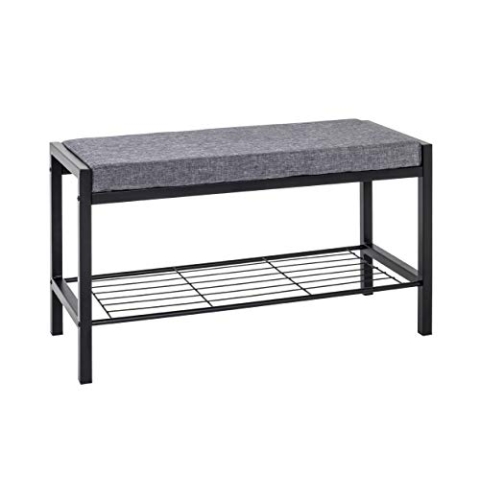 HAKU Möbel Schuhbank grau, schwarz, Metall, Textilgewebe - Maße: B 80 cm x H 48 cm x T 32 cm, Style: Modern