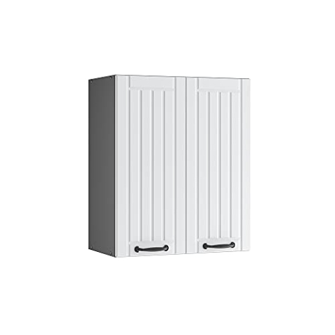 Vicco Hängeschrank Fame-Line, hängender Küchenschrank, Weiß Landhaus/Anthrazit, 60 cm