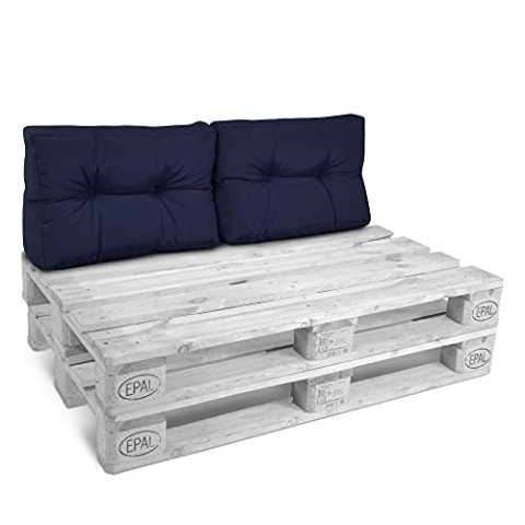 Beautissu 2X Rückenkissen Palettenkissen Outdoor 60x40 cm – Gepolsterte Auflagen für Paletten Europaletten Palettensofa Lounge Kissen Outdoor Palettenmöbel Palettenpolster Blau – Style