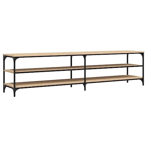 vidaXL TV Schrank, Fernsehschrank mit viel Stauraum, Lowboard für Fernseher Wohnzimmer, Fernsehtisch HiFi Schrank TV Möbel, Sonoma Eiche Holzwerkstoff Metall