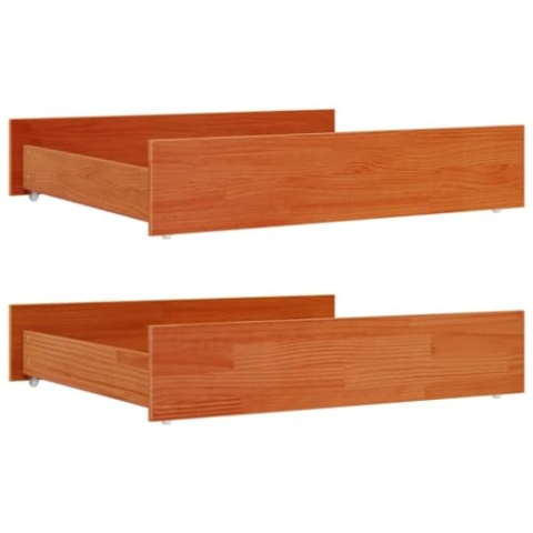 vidaXL Bettschubladen 2 STK., Bettschublade mit Rollen, Schublade für Bett, Bettkasten Bettschubkasten, Wachsbraun Massivholz Kiefer