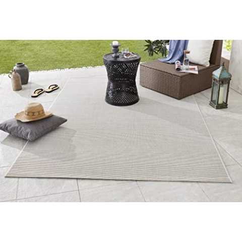 NORTHRUGS In- und Outdoor Teppich Match 200x290cm - Wetterfest Modern Plain Allover Unifarben Design Läufer für Balkon Terrasse Garten Wintergarten Wohnzimmerteppich Wasserfest in Creme