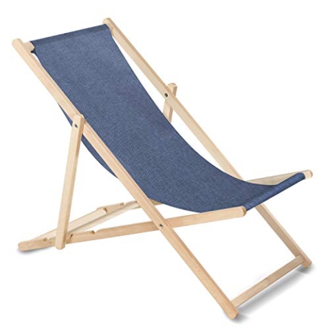 Green Blue Liegestuhl Sonnenliege Klappbar aus Buchholz ohne Armlehne Sonnenliege Gartenliege Liege (Blau Melange)
