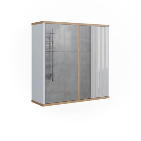 Vicco Badspiegelschrank Didi, Weiß/Artisan, 60 x 60 cm mit Zwei Spiegeltüren