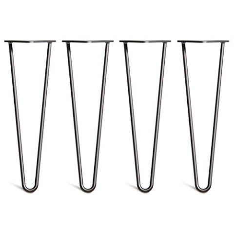 The Hairpin Leg Co. 4X Haarnadel-Tischbeine: Doppel-Schweiß Stahl, Schrauben, Anleitung, Schutzfüße. Klassischer 10mm 2 Stangen Stil. 40cm Schwarz