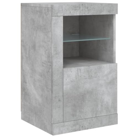 vidaXL Beistellschrank, Sideboard mit viel Stauraum, Kommode Schrank mit LED-Leuchten, Anrichte Wohnzimmerschrank Standschrank, Betongrau Holzwerkstoff