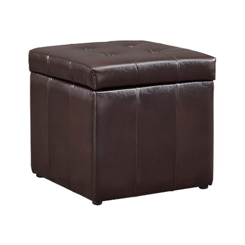 Vente-unique-Sitzhocker mit Stauraum - Kunstleder - Braun - Serafino