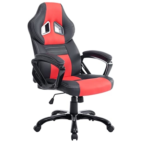 CLP Racing Gaming Bürostuhl Pedro XL I Höhenverstellbarer Chefsessel Mit Kunstlederbezug I Gaming Stuhl Mit Bis 150 KG Belastbarkeit, Farbe:schwarz/rot