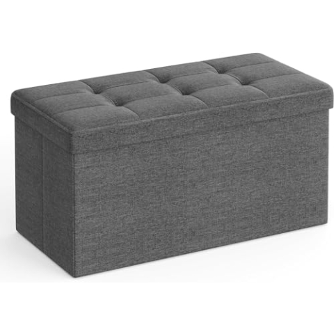 SONGMICS Sitzhocker mit Stauraum, klappbare Sitzbank, 38 x 76 x 38 cm Fußbank, Aufbewahrungsbox, bis 300 kg belastbar, für Wohnzimmer Schlafzimmer Flur, schiefergrau LSF47K