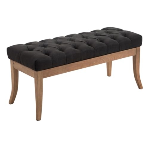 CLP Sitzbank Ramses mit hochwertiger Polsterung und Stoffbezug I Bank mit antik-Hellen Holzbeinen I Holzbank mit Einer Sitzhöhe von: 46 cm, Farbe:dunkelgrau, Größe:100 cm