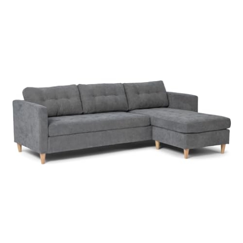 ebuy24 Marino Sofa BA1, Chaiselongue rechts oder Links gewendet (Samt grau)