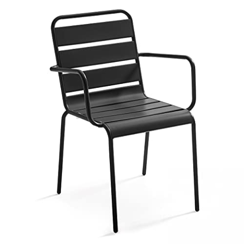 Oviala Palavas Gartensessel, Relaxsessel, Armlehne, Metall, Anthrazitgrau
