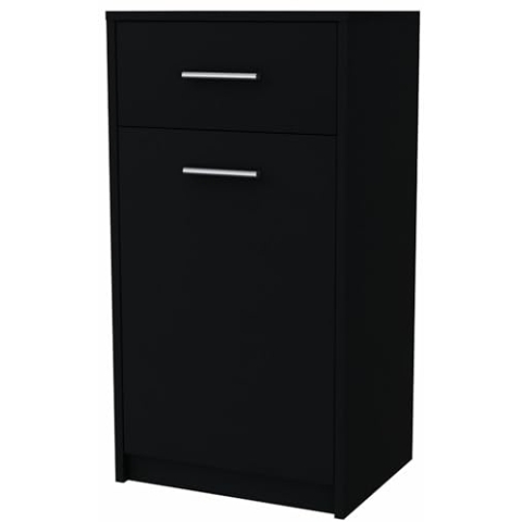 MATKAM Elegante Kommode BODO 1D1S, H/B/T 75 x 40 x 35 cm, mit Tür und Schublade, Langlebige Laminatplatte (Schwarz)