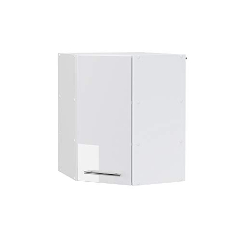 Vicco Eckhängeschrank Fame-Line, Küchen-Eckschrank, Weiß Hochglanz/Weiß, 57 cm