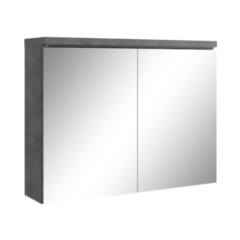 Spiegelschrank Paso 80cm Dunkle Grau - Schrank Spiegelschrank Spiegel Badezimmer Badmöbel Set Hängeschrank Badschrank