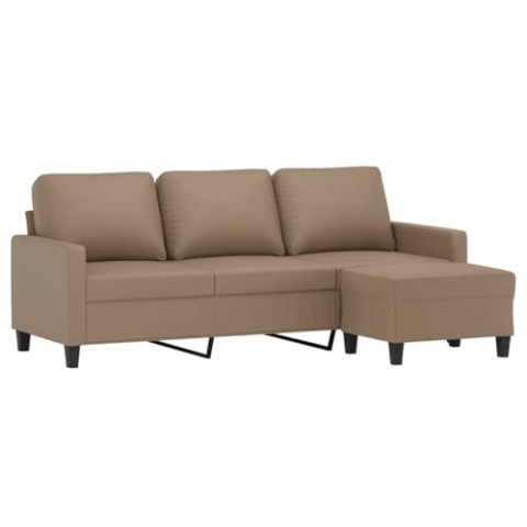 vidaXL Sofa 3 Sitzer, Couch mit Fußhocker, Liegesofa für Wohnzimmer, Polstersofa Sessel Relaxsofa Loungesofa Relaxcouch TV Sofa, Cappuccino Braun Kunstleder
