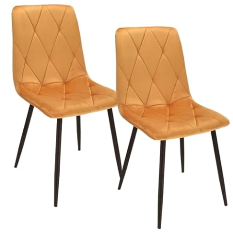 JUMI Modern 2er Set Esszimmerstuhl PIADO - 44 x 89 x 52 cm, Stühle Esszimmer, Wohnzimmer, Schlafzimmer, Bürostuhl Ohne Armlehne - Schreibtischstuhl, Schminktisch Stuhl - Metallbeine (Gelb)