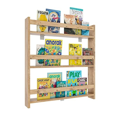 VCM Holzregal hängend | platzsparendes Regal | Maße: H. 80 x B. 70 x T. 10 cm | Elegantes Regal hängend | Aufbewahrungsregal | Bücherregal | Wandboard - Kidos Honig-Eiche