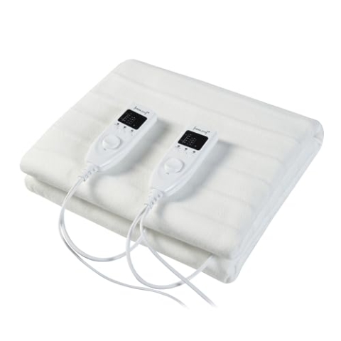casa.pro Doppelte Elektrische Heizdecke 160x140cm Wärmedecke TÜV geprüft Wärmeunterbett Handwaschbar 2 x 60W 230V 50Hz Weiß