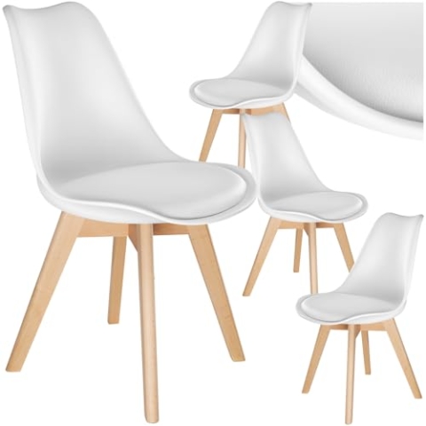 tectake® Esszimmerstühle 4er Set, Stühle mit Schalensitz, Küchenstühle modern, Essstühle, Wohnungseinrichtung skandinavisch für Wohnzimmer, Esszimmer, Küche und Büro - weiß, 4er Set