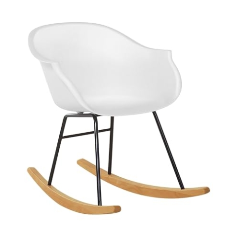 Beliani Trendy skandinavischer Schaukelstuhl in Weiß mit Holzkufen Harmony