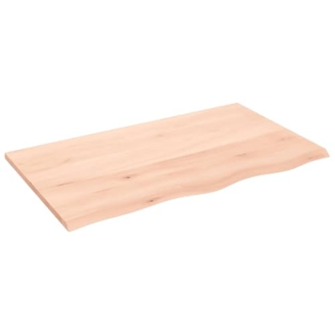 vidaXL Waschtischplatte, Tischplatte für Badezimmer, Massivholzplatte mit Naturkante, Holzplatte Arbeitsplatte Bad Waschtischkonsole Platte, Massivholz Unbehandelt