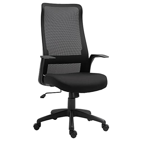 Vinsetto Bürostuhl Kopflehne Home-Office-Stuhl höhenverstellbarer Schreibtischstuhl ergonomisch 360°-Drehräder Büro Schaumstoff Nylon Schwarz 62 x 62 x 113-122 cm