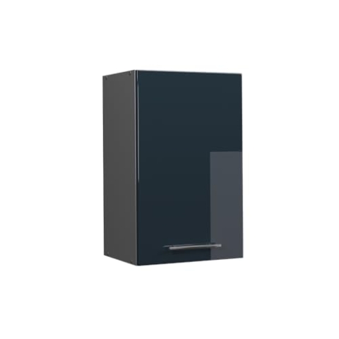 Vicco Hängeschrank Fame-Line, hängender Küchenschrank, Dunkelblau Hochglanz/Anthrazit, 45 cm