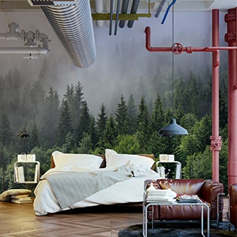 Muralo Fabelhafte Vlies Fototapete 368x254 Wohnzimmer Wald im Nebel Natur 3D Moderne Tapete Gästezimmer Schlafzimmer Wandbilder Wandtapete XXL Luxus Abstrakt Br. 368 cm x Hö. 254 cm