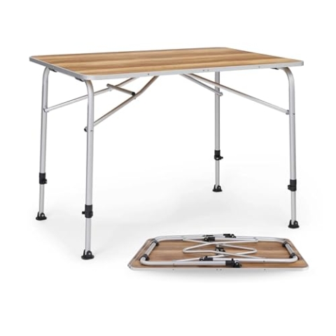 BERGER Livenza Campingtisch - Klapptisch Höhenverstellbar Alu Campingtisch Klappbar Camping Tisch Gartentisch Klappbar - Falttisch Esstisch Balkon Klapptisch Garten Terrasse (Hell, 80 x 60 cm)