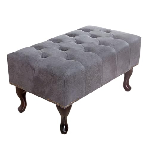 invicta INTERIOR riess-Ambiente Edler Chesterfield Fußhocker antik grau mit Knopfheftung und Nietenbesatz