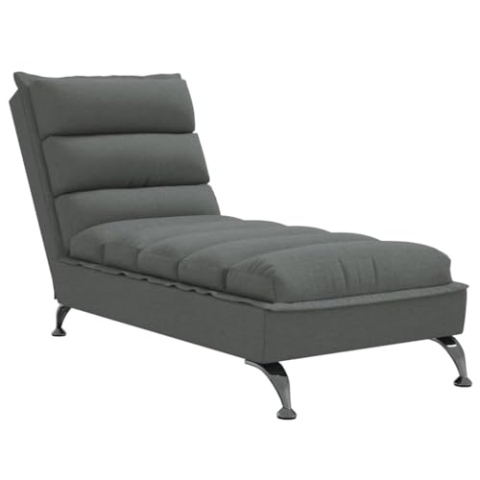 vidaXL Chaiselongue mit Kissen, Liegesessel mit Sperrholzlatten Metallbeine, Relaxliege für Wohnzimmer, Relaxsessel Liegestuhl, Dunkelgrau Stoff