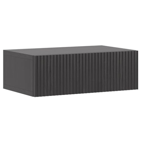 Selsey Nachttisch Beistellschrank Beistelltisch Nachtschrank 50 cm Hängend mit Schublade Portland Esche Schwarz Gefräste Fronten Nolie
