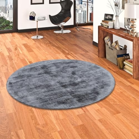 Pergamon Luxus Designer Teppich Roma Anthrazit Rund in 3 Größen