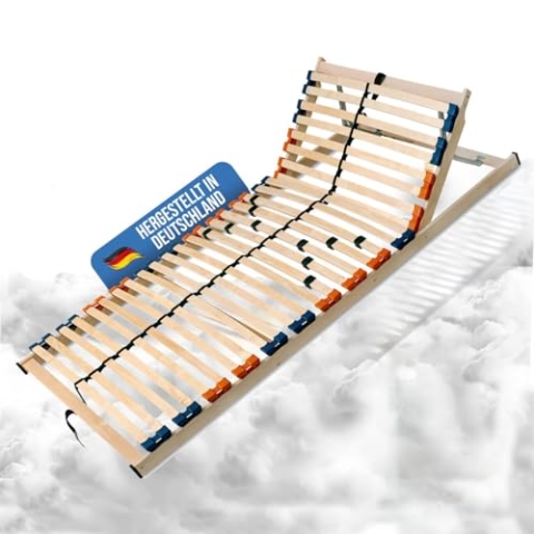 Coemo 7 Zonen Lattenrost MULTIRA - Kopfteil verstellbar, 28 Leisten Lattenroste, Mittelgurt, 80x200 cm, preisgünstiger Bausatz