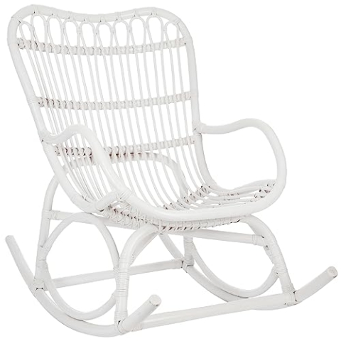 J-Line Schaukelstuhl - Rattan - weiß