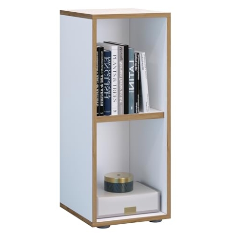 VCM Holzregal stehend | platzsparender Aktenschrank | Maße ca. H. 74 x B. 30 x T. 33 cm | Elegantes Regal | Büroregal – Salia 2fach B. 30 cm Weiß